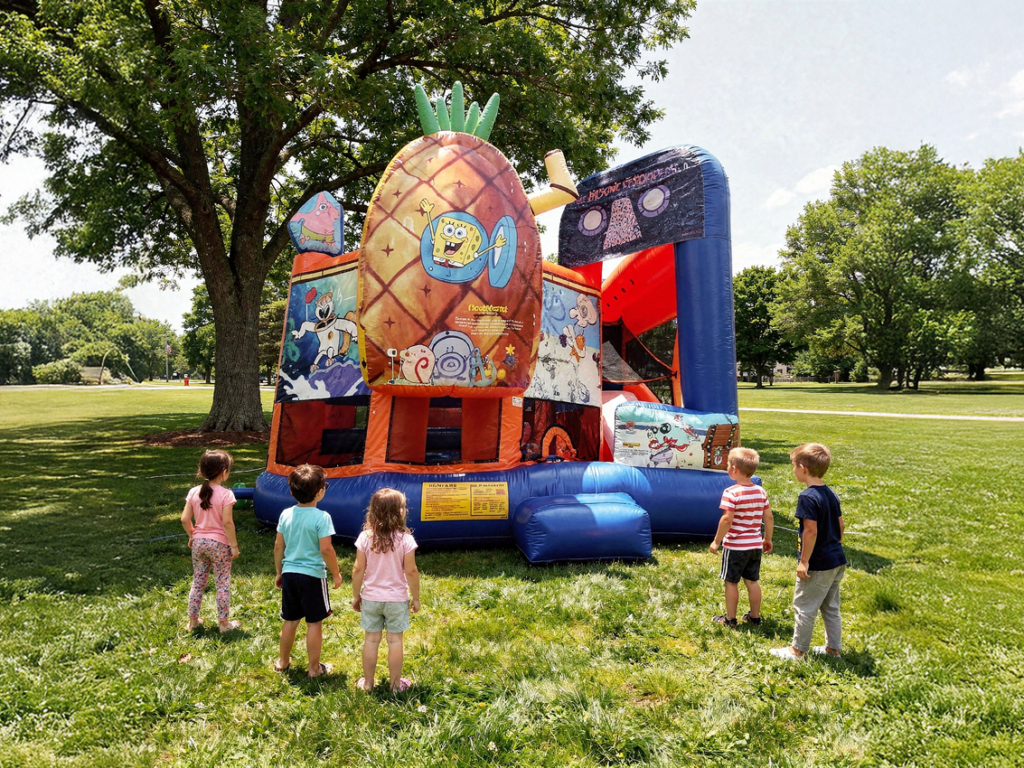 Skákací hrad se skluzavkou SPONGEBOB