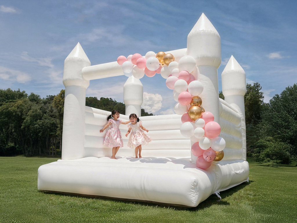 Skákací hrad svatební s věžičkami
